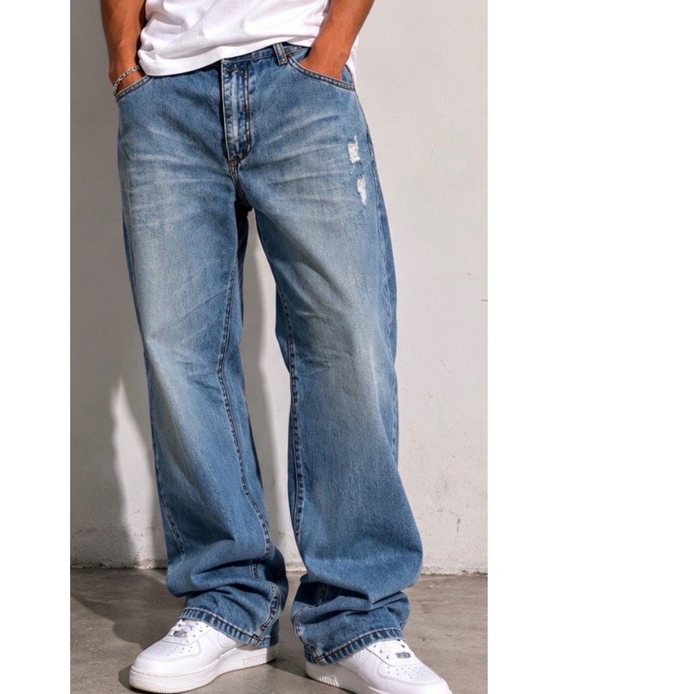 Rocawear Mens Blue Classic Fit Size 34 Y2K Hip Hop Streetwear Embroidered Jeans